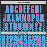Custom Black Sky Blue-Pink Geometric Hexagonal Dot Gradient Sublimation Soccer Uniform Jersey