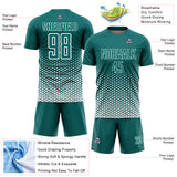 Custom Teal-White Geometric Hexagonal Dot Gradient Sublimation Soccer Uniform Jersey