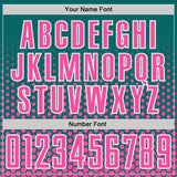 Custom Teal Pink-White Geometric Hexagonal Dot Gradient Sublimation Soccer Uniform Jersey