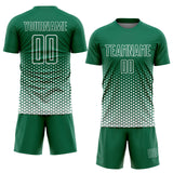 Custom Kelly Green-White Geometric Hexagonal Dot Gradient Sublimation Soccer Uniform Jersey