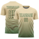 Custom Cream-Green Geometric Hexagonal Dot Gradient Sublimation Soccer Uniform Jersey