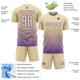 Custom Cream-Purple Geometric Hexagonal Dot Gradient Sublimation Soccer Uniform Jersey