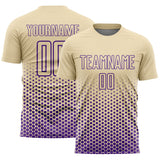 Custom Cream-Purple Geometric Hexagonal Dot Gradient Sublimation Soccer Uniform Jersey
