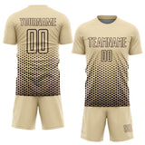 Custom Cream-Brown Geometric Hexagonal Dot Gradient Sublimation Soccer Uniform Jersey