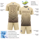 Custom Cream-Brown Geometric Hexagonal Dot Gradient Sublimation Soccer Uniform Jersey