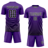 Custom Purple Black-White Geometric Hexagonal Dot Gradient Sublimation Soccer Uniform Jersey