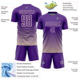 Custom Purple-Cream Geometric Hexagonal Dot Gradient Sublimation Soccer Uniform Jersey