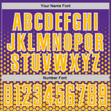 Custom Purple Gold-White Geometric Hexagonal Dot Gradient Sublimation Soccer Uniform Jersey