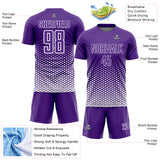 Custom Purple-White Geometric Hexagonal Dot Gradient Sublimation Soccer Uniform Jersey