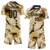 Custom Cream-Black Abstract Swirl Wave Grunge Splatter Sublimation Soccer Uniform Jersey