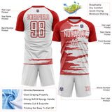 Custom White-Red USA Style Patriotic Brush Stroke Sublimation Soccer Uniform Jersey