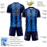 Custom Navy Powder Blue-White USA Style Patriotic Cracked Stripe Sublimation Soccer Uniform Jersey