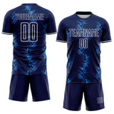 Custom Navy Powder Blue-White USA Style Patriotic Geometric Chevron Lines Sublimation Soccer Uniform Jersey