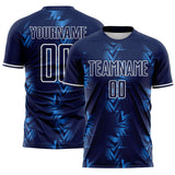 Custom Navy Powder Blue-White USA Style Patriotic Geometric Chevron Lines Sublimation Soccer Uniform Jersey