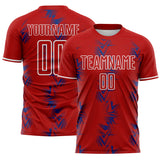 Custom Red Royal-White USA Style Patriotic Geometric Chevron Lines Sublimation Soccer Uniform Jersey