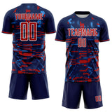 Custom Navy Red Powder Blue-White USA Style Patriotic Digital Pixel Sublimation Soccer Uniform Jersey