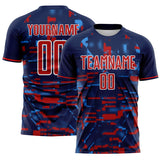 Custom Navy Red Powder Blue-White USA Style Patriotic Digital Pixel Sublimation Soccer Uniform Jersey