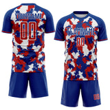 Custom Royal Red-White USA Style Patriotic Splash? Sublimation Soccer Uniform Jersey
