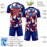 Custom Royal Red-White USA Style Patriotic Splash? Sublimation Soccer Uniform Jersey