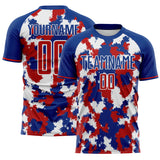 Custom Royal Red-White USA Style Patriotic Splash? Sublimation Soccer Uniform Jersey