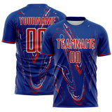 Custom Royal Red-White USA Style Patriotic Liquid Swirl Sublimation Soccer Uniform Jersey
