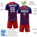 Custom Red White-Royal USA Style Patriotic Wave Sublimation Soccer Uniform Jersey