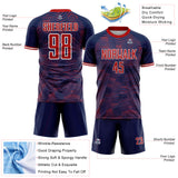 Custom US Navy Blue Red-White USA Style Patriotic Wave Sublimation Soccer Uniform Jersey