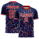 Custom Navy Red-White USA Style Patriotic Abstract Mosaic Confetti Sublimation Soccer Uniform Jersey