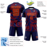 Custom US Navy Blue Red-Old Gold USA Style Patriotic Wave Sublimation Soccer Uniform Jersey