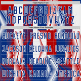 Custom Royal White-Red USA Style Patriotic Geometric Lines Sublimation Soccer Uniform Jersey