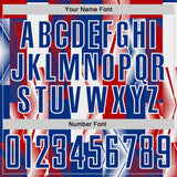 Custom Royal White-Red USA Style Patriotic Geometric Lines Sublimation Soccer Uniform Jersey