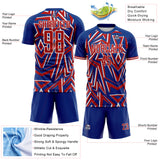 Custom Royal Red-White USA Style Patriotic Sharp Geometric Sublimation Soccer Uniform Jersey