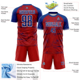 Custom Red Royal-White USA Style Patriotic Geometric Lines Sublimation Soccer Uniform Jersey