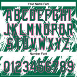 Custom Kelly Green Pink-White 3D Pattern Abstract Sharp Shape Two-Button Unisex Softball Jersey