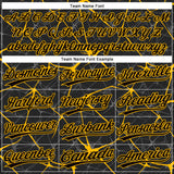 Custom Black Gold 3D Pattern Abstract Network Two-Button Unisex Softball Jersey