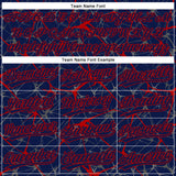 Custom Navy Red 3D Pattern Abstract Network Two-Button Unisex Softball Jersey