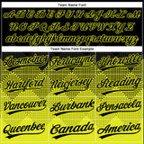 Custom Black Neon Yellow 3D Pattern Gradient Square Shapes Two-Button Unisex Softball Jersey