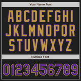Custom Black Purple Pinstripe Old Gold Two-Button Unisex Softball Jersey