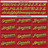 Custom Red Royal Pinstripe Yellow Two-Button Unisex Softball Jersey