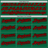 Custom Kelly Green Black Pinstripe Red Two-Button Unisex Softball Jersey