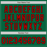 Custom Kelly Green Black Pinstripe Red Two-Button Unisex Softball Jersey