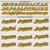 Custom Cream Navy Pinstripe Gold Two-Button Unisex Softball Jersey