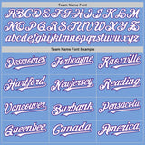 Custom Light Blue Purple Pinstripe White Two-Button Unisex Softball Jersey