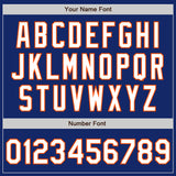 Custom Royal Orange Pinstripe White Two-Button Unisex Softball Jersey