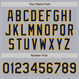 Custom Gray Navy Pinstripe Gold Two-Button Unisex Softball Jersey