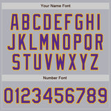 Custom Gray Purple Pinstripe Gold Two-Button Unisex Softball Jersey