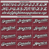 Custom Burgundy Black Pinstripe White Two-Button Unisex Softball Jersey