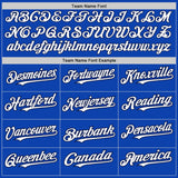 Custom Thunder Blue Navy Pinstripe White Two-Button Unisex Softball Jersey