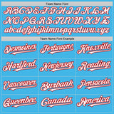 Custom Sky Blue Red Pinstripe White Two-Button Unisex Softball Jersey