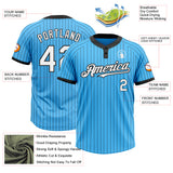 Custom Sky Blue Black Pinstripe White Two-Button Unisex Softball Jersey